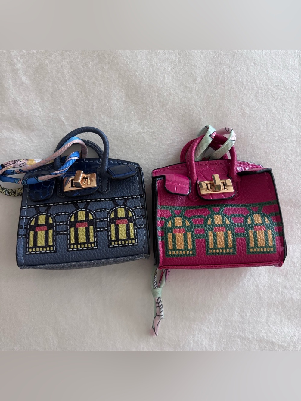 Mini Top-Handle bag charms set of two